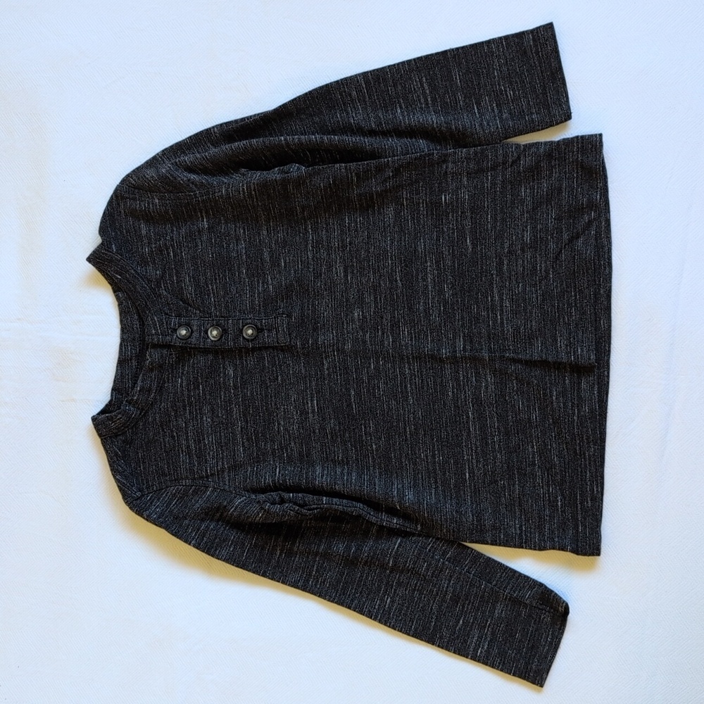 old navy charcoal gray marled henley long sleeve shirt 3T toddler boys